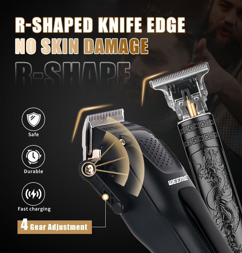 WEEME 3pcs Premium Men's Grooming Set Professional Hair Clipper Kit with Cordless Shaver Beard Trimmer LCD Display & USB Fast Charge Ideal Gift for Father's Day/Birthday/Anniversary (for Dad/Husband/Groom)