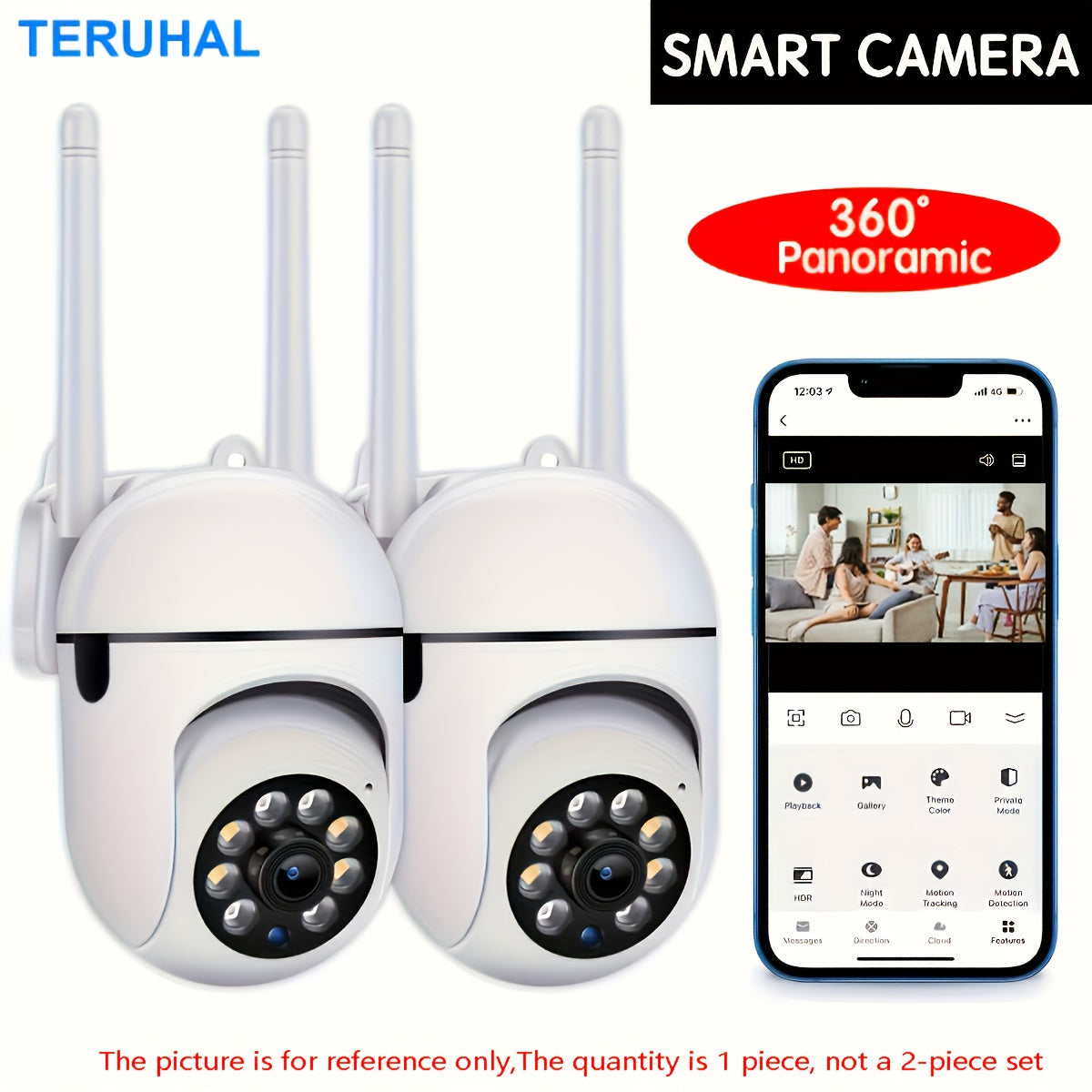 Spherical safety camera, motion detection, color night vision, alarm push, FHD wireless Wi Fi smart home safety camera, 355 ° panoramic monitoring camera, intelligent motion detection, two-way audio, only 2.4GHz, Wi Fi camer