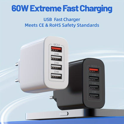 60W Fast Charging Adapter 4 Ports (EU Plug)