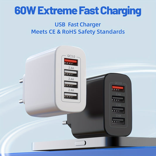 60W Fast Charging Adapter 4 Ports (EU Plug)