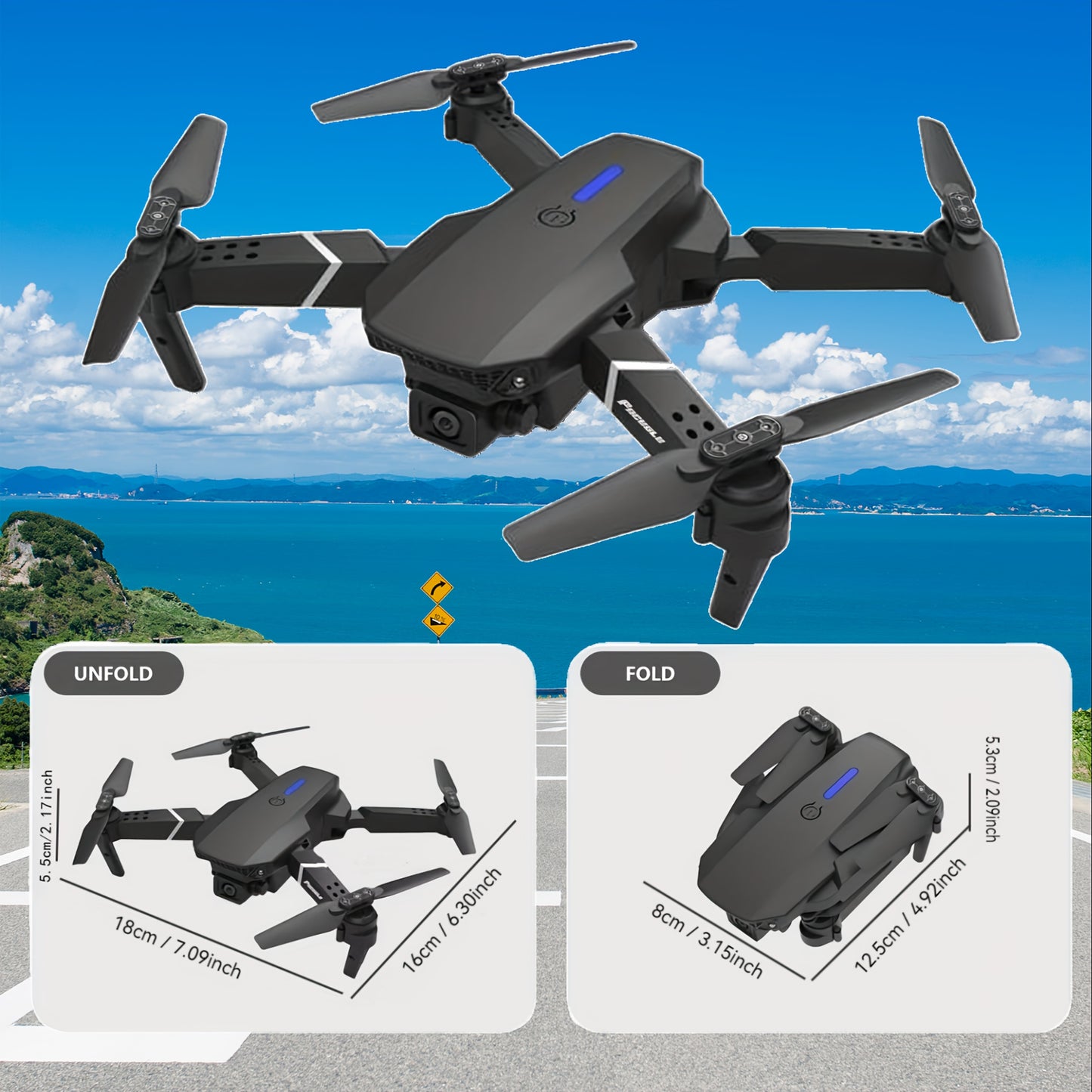 E88 Dual Camera Drone - Supports Wi-Fi, App Control