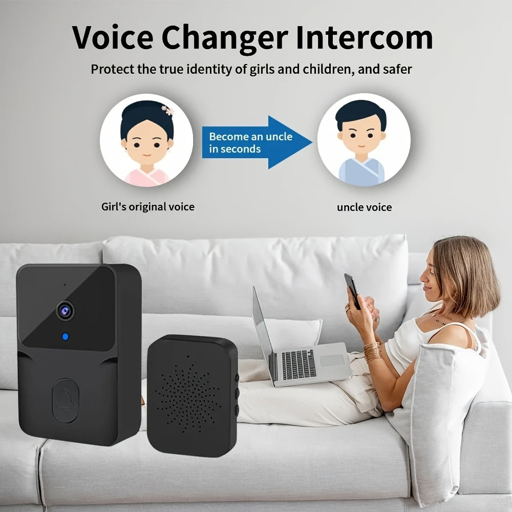 Smart Wireless Video Doorbell with 2-Way Audio, Night Vision, USB Rechargeable & Low Power Consumption | 2.4G WiFi Home Security System for Doormat & Surveillance, Office Surveillance | Modern Doorbell | Advanced Audio Techno