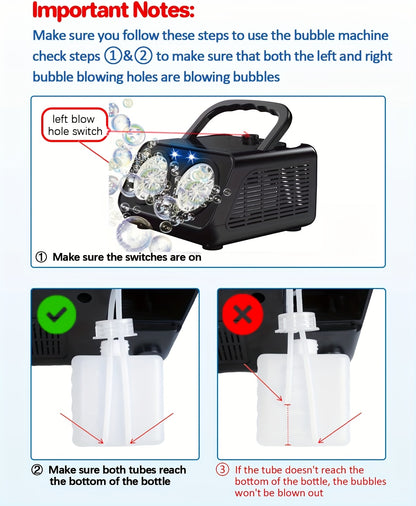 Ultimate Bubble Blaster - 20K+ Bubbles/Min, Dual Fan Portable Outdoor Toy with USB or Battery Power, Perfect for Parties & Christmas Gifts (Bubble Solution & Batteries Not Included)