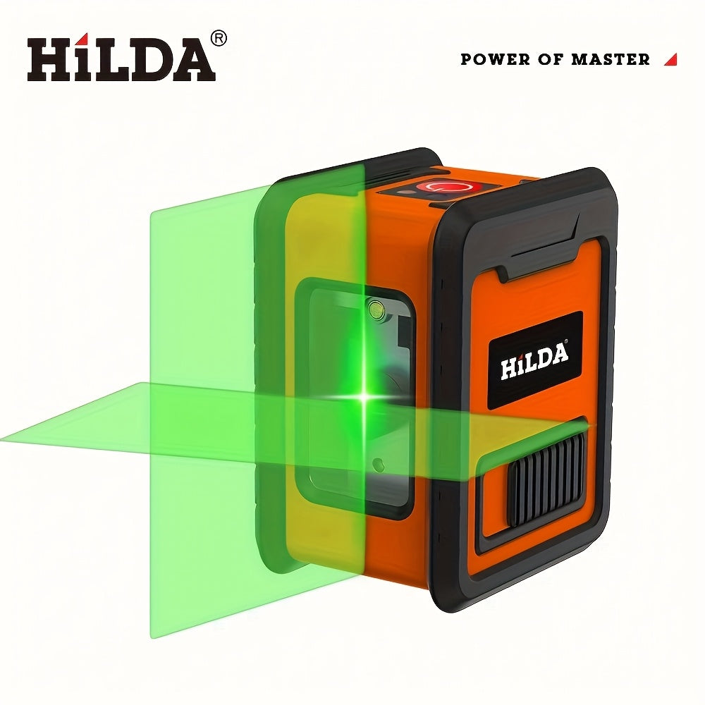 2-line mini laser level, self leveling laser level, horizontal and vertical intersecting ultra green laser beam lines, suitable for DIY, image hanging, and construction sites
