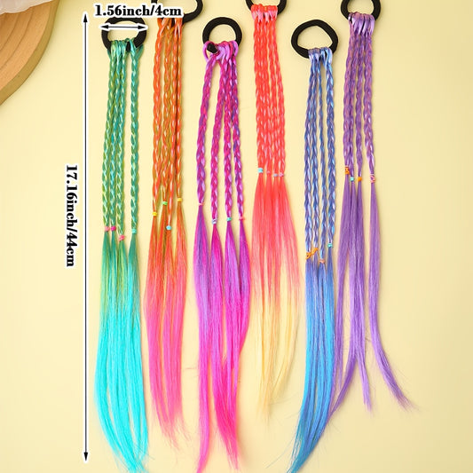 6pcs Bohemian Style Sweet Wig Braids Hair Ties - Vibrant Multicolor Hair Accessories for Women, Perfect Gift for Birthdays, Holidays & Special Occasions, All-Season Wear, Hair Accessories for, Festive Hair Ties, Playful Hair