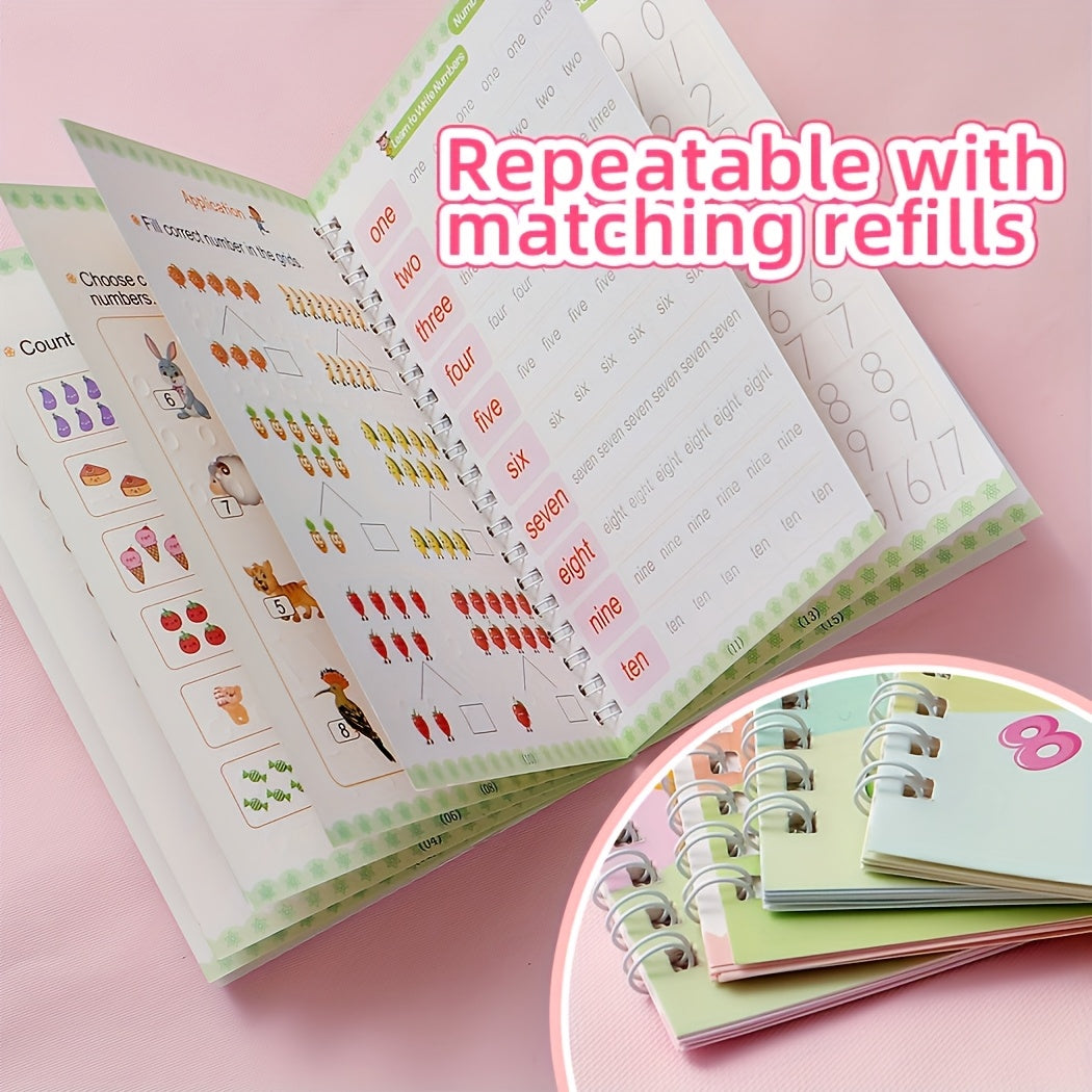 Groove Practice, Groove Magic Workbook Set (4 Books + 1 Pen + 5 Refills + 1 Pen Grip) Educational Workbooks, Vocabulary Cards - Reusable, Perfect Christmas, Thanksgiving, etc. 16 Festival Gifts