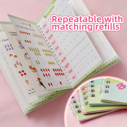 Groove Practice, Groove Magic Workbook Set (4 Books + 1 Pen + 5 Refills + 1 Pen Grip) Educational Workbooks, Vocabulary Cards - Reusable, Perfect Christmas, Thanksgiving, etc. 16 Festival Gifts