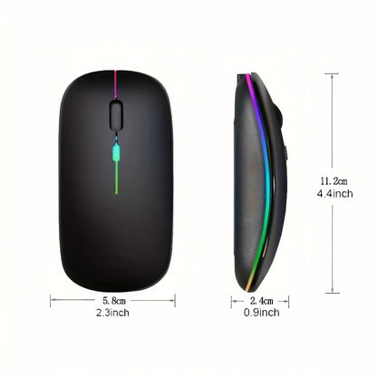 Rechargeable Wireless Mouse, LED Light Up Wireless Mouse, Portable Ergonomic Computer Wireless Mouse with 2.4G/5.0 Dual Mode Switching, Silent Button
