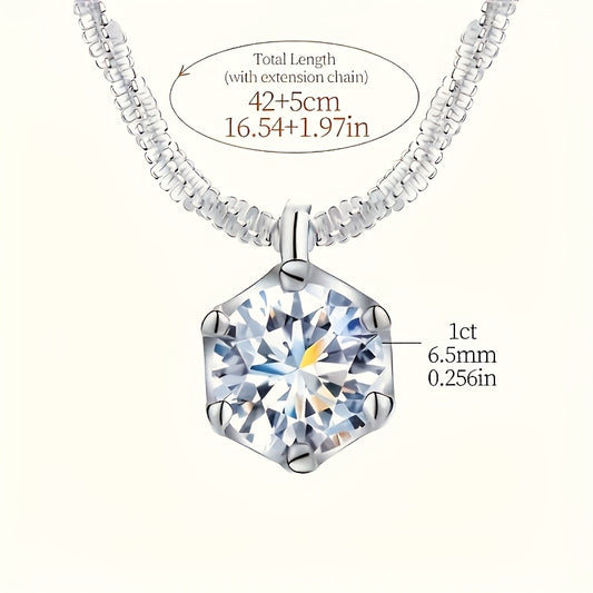 Vintage Boho Style 925 Silver Plated Necklace with Synthetic Cubic Zirconia Pendant, Copper Chain, Eternal Promise Jewelry for Women, Ideal for Christmas, Mother'S Day, Valentine'S Day Gift, All-Season Accessory