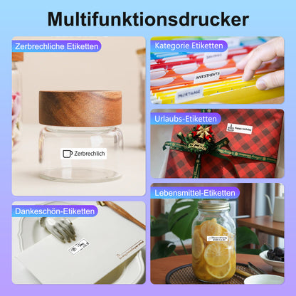 Mini Label Printer Self-Adhesive Labels, Portable Label Printer, P31S&P21&PM220 Combination of Different Designs, No Ink or Toner Required, Wireless Connectivity, For iOS and Android, For Home, Office and School, For Storage
