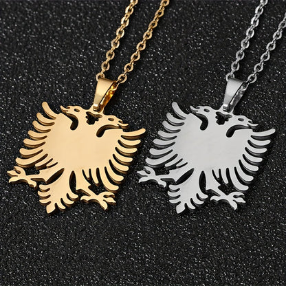 1pc Men's And Women's Party Fashion Trendy Gift, Titanium Steel Albania Eagle Pendant Necklace