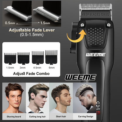 WEEME 3pcs Premium Men's Grooming Set Professional Hair Clipper Kit with Cordless Shaver Beard Trimmer LCD Display & USB Fast Charge Ideal Gift for Father's Day/Birthday/Anniversary (for Dad/Husband/Groom)