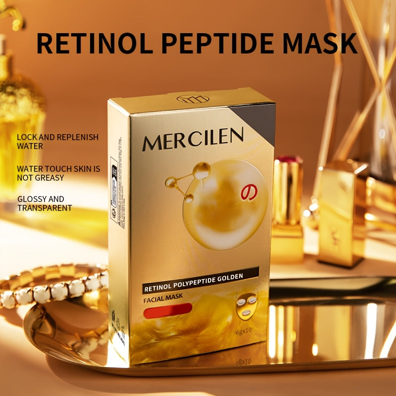 Retinol Polypeptide Tear Mask Makeup Primer 6gx10 pack, containing retinol, hyaluronic acid deep cleaning, moisturizing and firming, brightening to make Light Beige look younger, suitable for all Light Beige types, essential