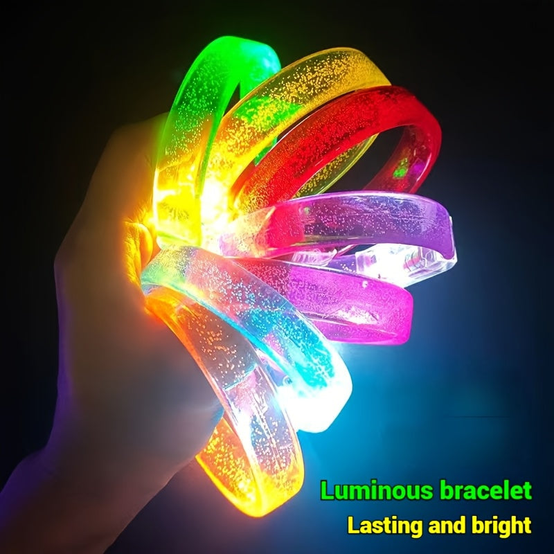 8pcs LED Glow-in-the-Dark Bracelets - UV Activated Neon Glow Party Chains, Multi-Color LED Light Up Bracelets for Concerts, Clubs, Birthdays, Carnivals - with Button Batteries Included - Perfect for Group Party Favors & Glow