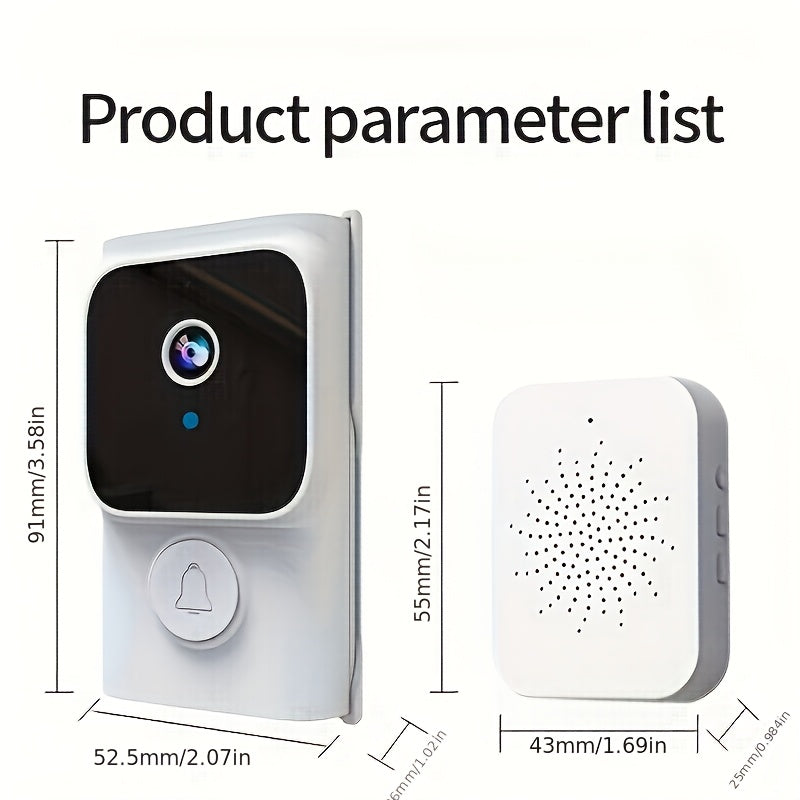Smart Video Doorbell Wireless HD Video Doorbell Camera with Night Vision, WiFi Security, Two-Way Audio, Photo & Recording, APP Control, Voice Change, Smart Home Intercom