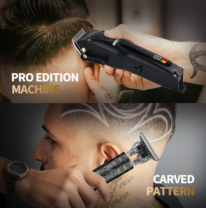 WEEME 3pcs Premium Men's Grooming Set Professional Hair Clipper Kit with Cordless Shaver Beard Trimmer LCD Display & USB Fast Charge Ideal Gift for Father's Day/Birthday/Anniversary (for Dad/Husband/Groom)