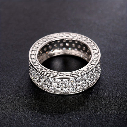 Gorgeous Super Sparkling Zirconia Silver-Plated Ring Fashion Forward Luxury Ring Neutral Ring Men's And Women's Ring Men's Wedding Ring Daily Wear Jewelry