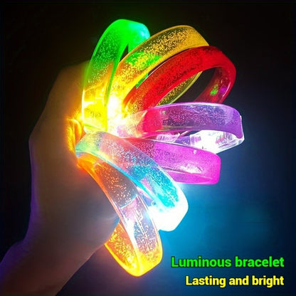 8pcs LED Glow-in-the-Dark Bracelets - UV Activated Neon Glow Party Chains, Multi-Color LED Light Up Bracelets for Concerts, Clubs, Birthdays, Carnivals - with Button Batteries Included - Perfect for Group Party Favors & Glow