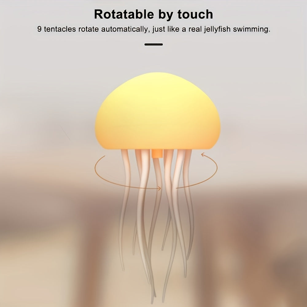 1pc LED Jellyfish Light, RGB Gradient Night Light with Dancing Legs and Touch Sensor Rechargeable Cute Desk Lamp Suitable for Bedroom, Living Room (Hanging + Base)