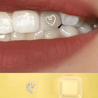 Vintage Heart Rhinestone Tooth Gem Accent, Resin Dental Jewelry, Versatile for Daily & Festival Wear, Mardi Gras Accessory, with Fits All Seasons