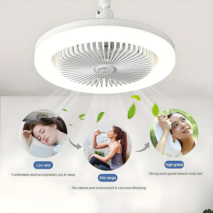 50W 25.4cm LED Smart Ceiling Fan Light with Remote Control, Color Changing and Dimming Features, 2In1 360 degrees Ceiling Fan with Light | E26/27 Socket, Dual Function Cooling and Lighting, Timing, Suitable for for Bedroom, k