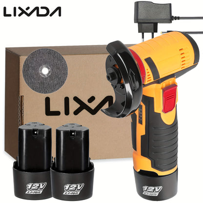 Lixada 12V Multi-function Portable 19500rpm Electric Grinding Tool Multi-function Angle Grinder Handheld 2 Batteries Suitable for Home Garden Decoration Polishing Tiles Wood Stone Steel