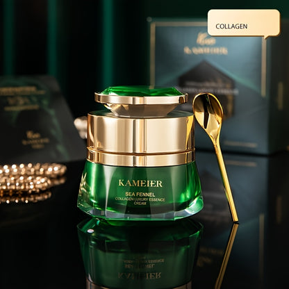 Sea fennel Collagen Essence Cream 30g, firming, moisturizing, with hyaluronic acid and glycerin, leaves Light Beige hydrated and smooth, suitable for all Light Beige types, St. Patrick's Day Makeup base