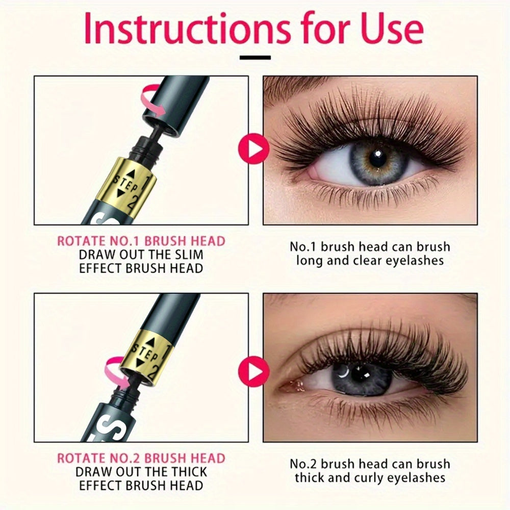 1pc HUASURV Dual-Effect Mascara - Natural, Lengthening, Volumizing & Curling - Non-Smudging, Long-Lasting Wear for Stunning Eye Makeup HS4130, Black, with Precision Application Brush, Perfect for Mother'S Day & Holiday Gifts,