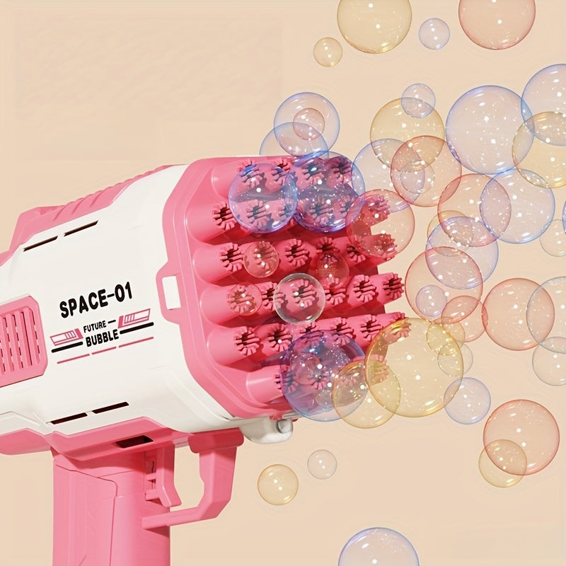 Boys & Girls Handheld Bubble Blaster Outdoor Play Toy - Pink & Blue Bubble Wand with Adjustable Airflow, Durable Plastic Construction, No Solution/Batteries Needed, Holiday Gift for Kids, Bubble Machine for Outdoor Play, Adju