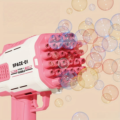 Boys & Girls Handheld Bubble Blaster Outdoor Play Toy - Pink & Blue Bubble Wand with Adjustable Airflow, Durable Plastic Construction, No Solution/Batteries Needed, Holiday Gift for Kids, Bubble Machine for Outdoor Play, Adju
