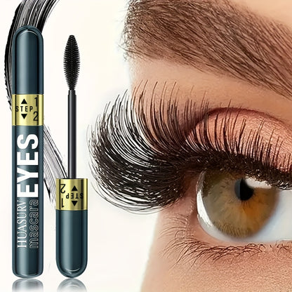 1pc HUASURV Dual-Effect Mascara - Natural, Lengthening, Volumizing & Curling - Non-Smudging, Long-Lasting Wear for Stunning Eye Makeup HS4130, Black, with Precision Application Brush, Perfect for Mother'S Day & Holiday Gifts,