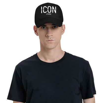 1pc ICON, LEGEND Peaked Cap Hat Unisex Baseball Cap Adjustable Lightweight Versatile Cap
