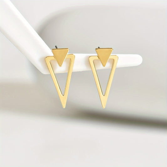 1 Pair Chic Minimalist Triangle Design Earrings - Versatile & Trendy, Alloy with Iron Posts, Perfect for Casual Attire