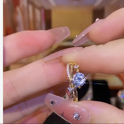 Luxurious Adjustable Starry Sky Ring for Women, Fashionable Engagement Wedding Gift, Geometric Design in Golden, White Golden, Rose Golden - Copper with Synthetic Cubic Zirconia