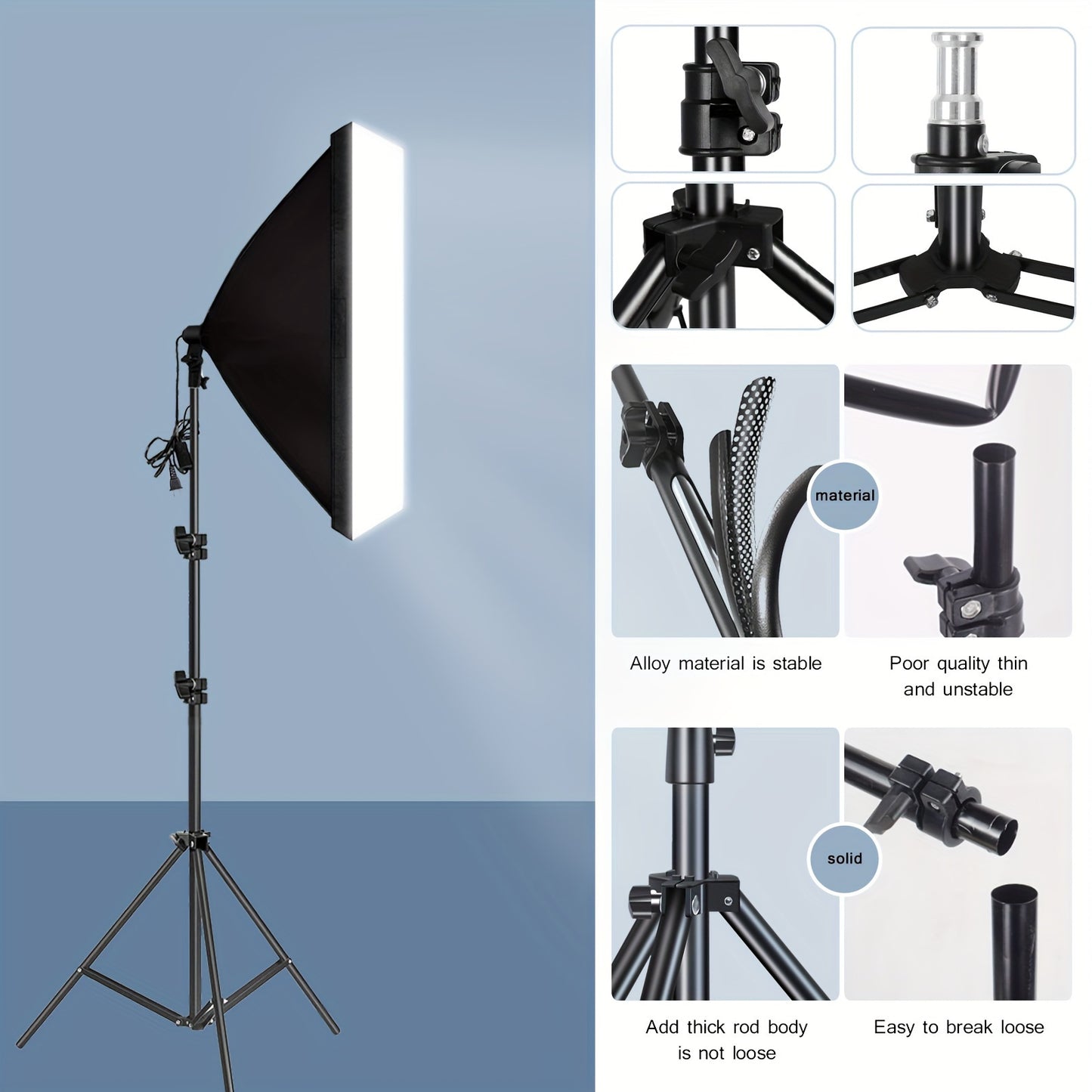 Professional Softbox Lighting Kit 160cm 200cm with US Plug Adapter Tripod E27 Socket Continuous Light System for Studio, YouTube Live Streaming