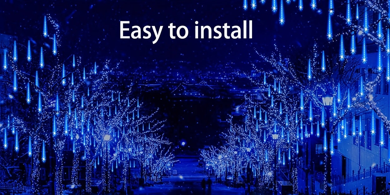 Loyyz Solar-Powered Meteor Shower Lights Outdoor - Meteor Shower Effect Garden Decorations with Solar Panel, IPX4 High Quality, for Wedding, Easter, Ramadan, Patio, Tree, Roof - Energy-Efficient LED String Lights, Out Side So