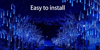 Loyyz Solar-Powered Meteor Shower Lights Outdoor - Meteor Shower Effect Garden Decorations with Solar Panel, IPX4 High Quality, for Wedding, Easter, Ramadan, Patio, Tree, Roof - Energy-Efficient LED String Lights, Out Side So