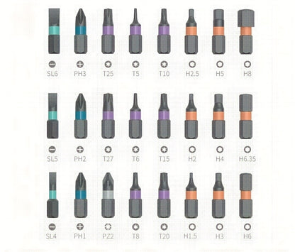 24-in-1 Magnetic Screwdriver Set with S2 Steel Bits & Detachable T-Shaped Ratcheting Handle - Multi-Functional Toolkit for Office, Renovation, and Camping DIY