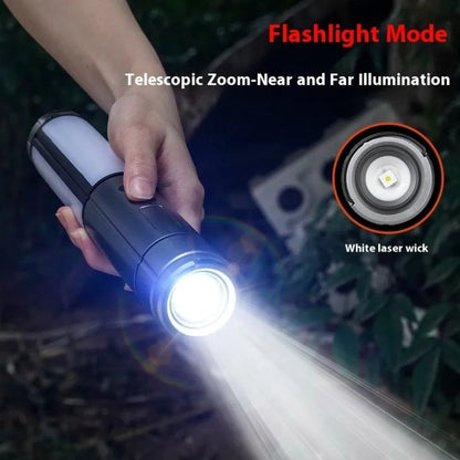 2-in-1 LED Camping Light with High Brightness Flashlight - 4 Extendable Rods, 270° Adjustable Beam, Hook Design, Removable Shade Cover, Dual Use for Switch Mode, USB Rechargeable Camping Light Holder Base, Ideal for Outdoor