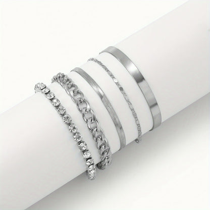 5 Pieces Of Retro Hip-hop Punk Snake Bone Chain Ladies Bracelet For Date Party Gift