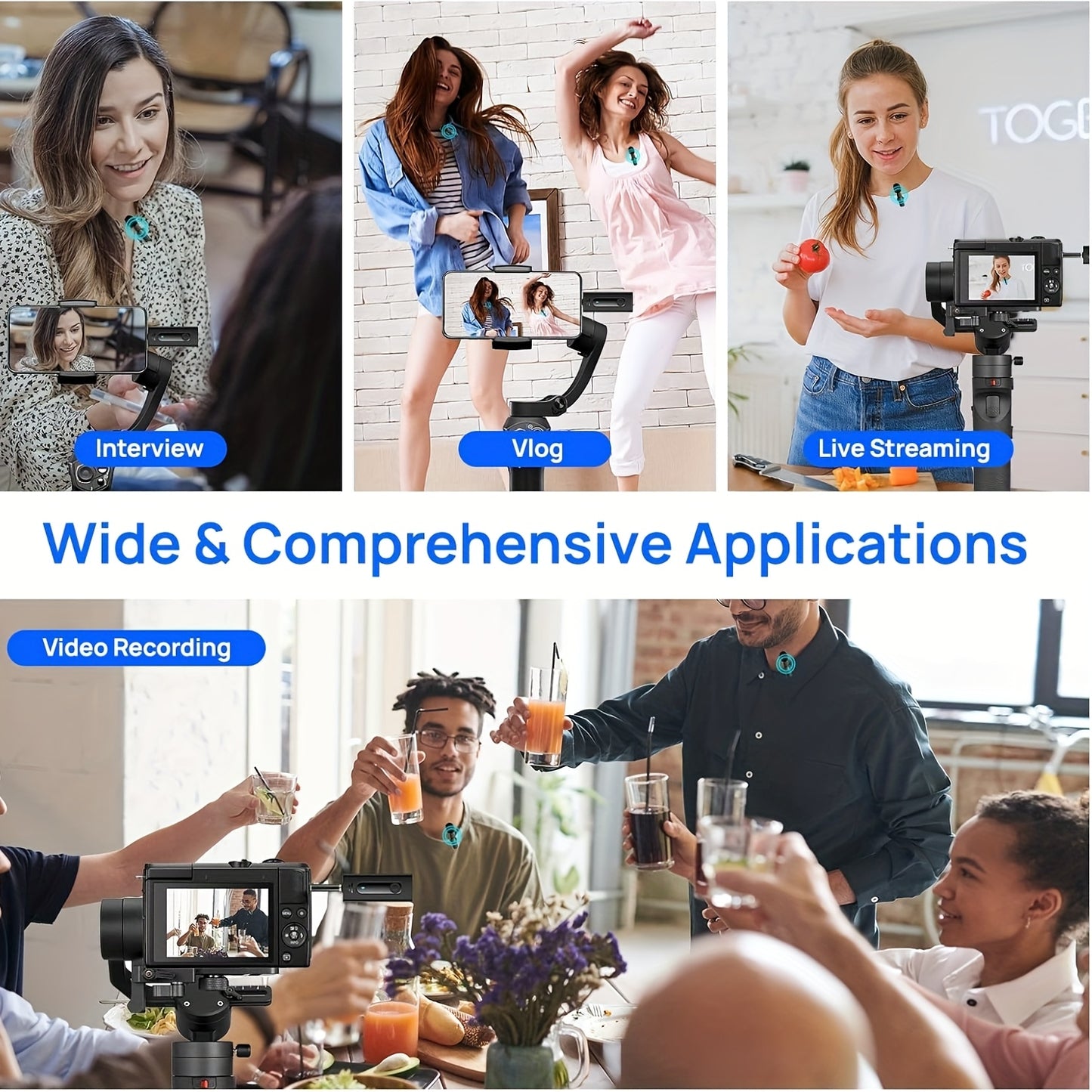 2-in-1 high-performance wireless lavalier microphone with built-in intelligent noise reduction technology, high fidelity sound collection, essential for global speeches, teaching, recording, and video shooting, professional g