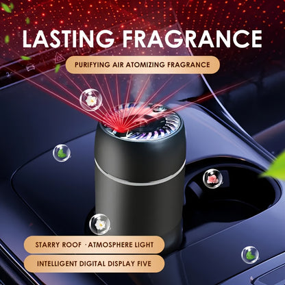 Smart Car Air Freshener with Star Projector, Long-Lasting, USB Rechargeable, Automatic On/Off, Essential Oil Diffuser for Odor Removal, Car Interior Decor Gift for Lovers