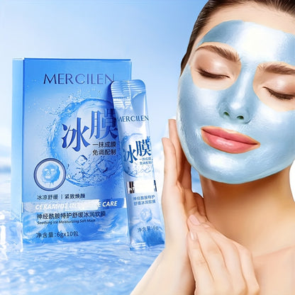 Ceramide Ice Soft makeup Mask 6gx10 pack, containing hyaluronic acid, vitamin E, Jojoba seed oil hydrates facial Light Beige to make Light Beige younger, suitable for all Light Beige types must travel Makeup base