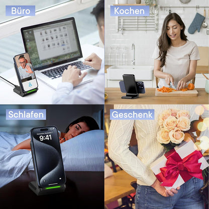 Wireless Charger, 15W Wireless Charger, Inductive Charging Station for iPhone14/13/12/11/Pro/Max/Plus/XS/XR/X, for Samsung Galaxy S22/S21S20/S10/S9/Note10/9, and Qi-Enabled Phone