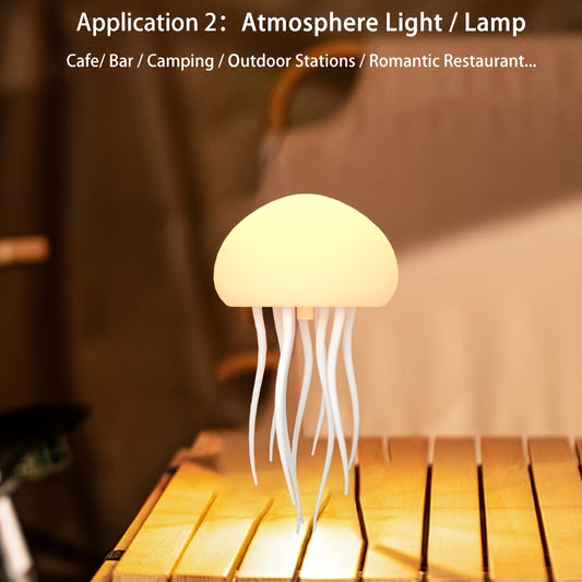 1pc LED Jellyfish Light, RGB Gradient Night Light with Dancing Legs and Touch Sensor Rechargeable Cute Desk Lamp Suitable for Bedroom, Living Room (Hanging + Base)
