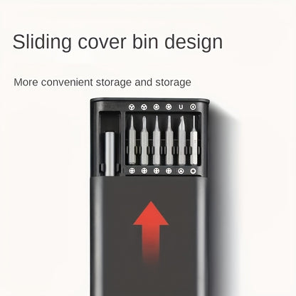 1pc 25in 1 precision screwdriver set, mobile phone and tablet removal Multi-function repair tool, durable plastic, no charging - with various drill bits