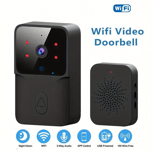 Smart Wireless Video Doorbell with 2-Way Audio, Night Vision, USB Rechargeable & Low Power Consumption | 2.4G WiFi Home Security System for Doormat & Surveillance, Office Surveillance | Modern Doorbell | Advanced Audio Techno