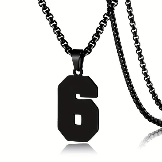 0-19 Men Athletes Number Pendant Necklace Stainless Steel Sports Number Pendant Long Chain Necklaces for Boys Baseball/Basketball/Football Team Jewelry Gifts