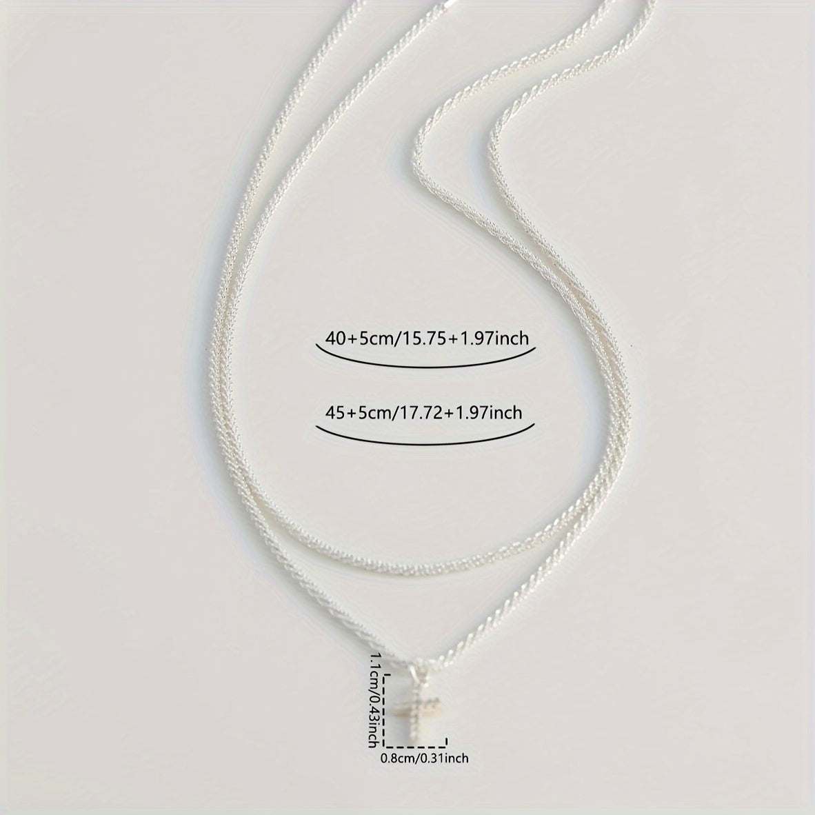 Sparkling Double-Layer Religious Faith Jesus Copper-Inlaid Synthetic Zirconia Cross Pendant Necklace for Women