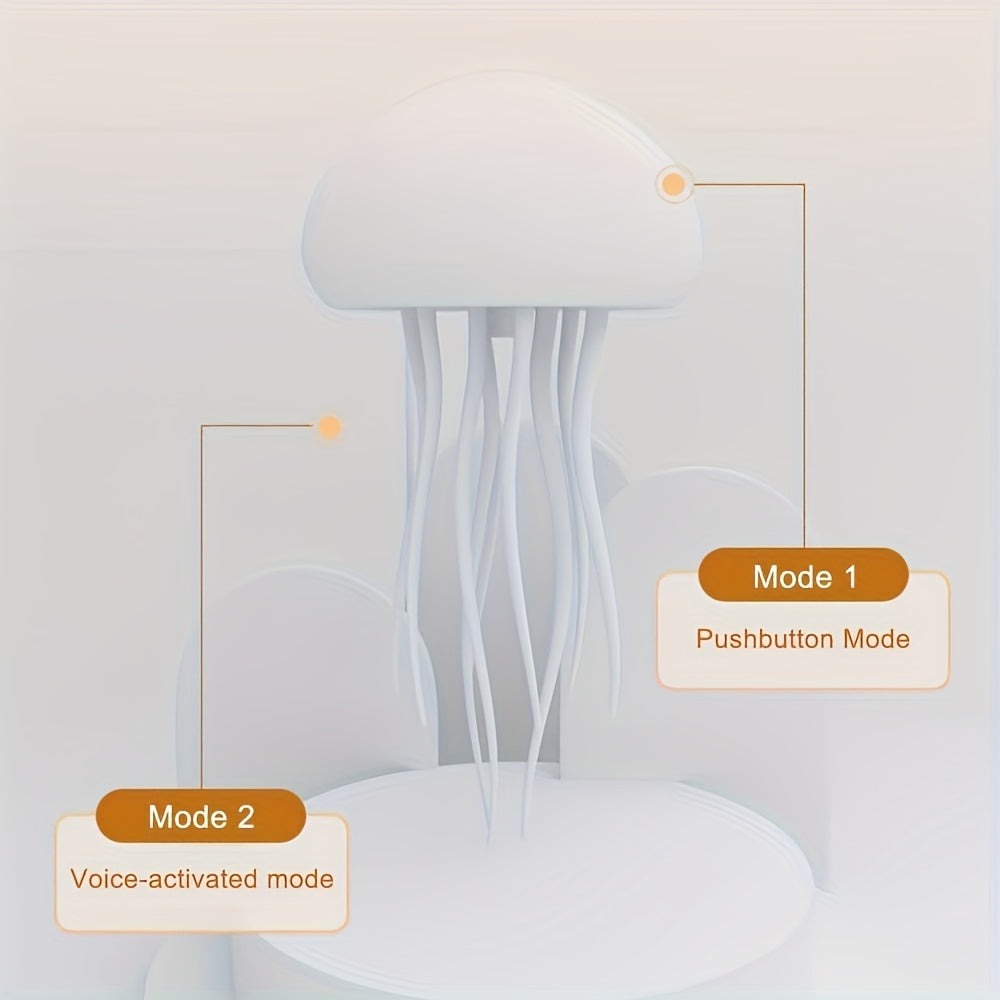 1pc LED Jellyfish Light, RGB Gradient Night Light with Dancing Legs and Touch Sensor Rechargeable Cute Desk Lamp Suitable for Bedroom, Living Room (Hanging + Base)